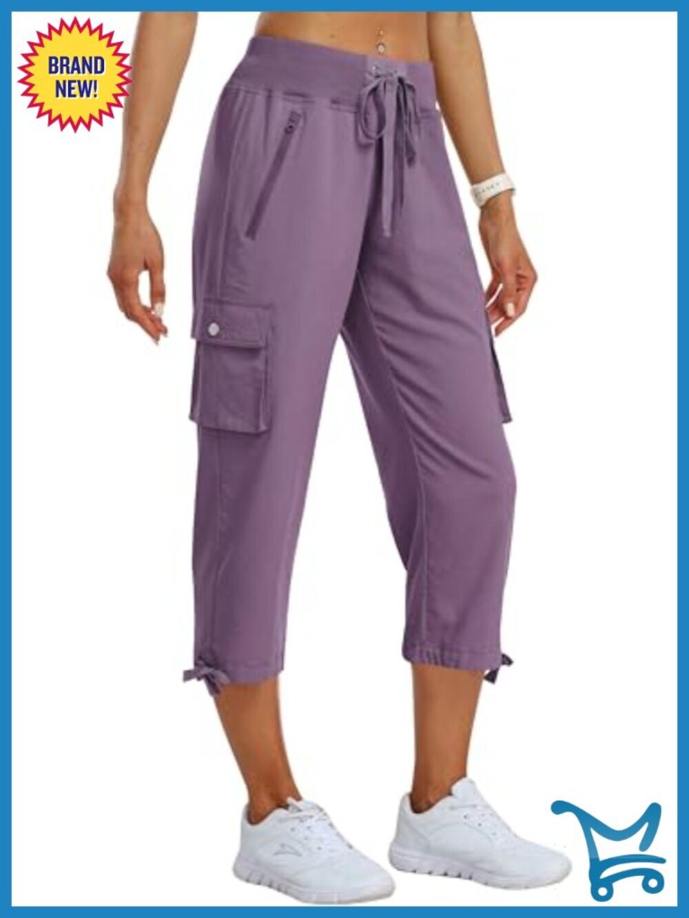 Women's Cargo Capris Pants Loose Fit Hiking Quick Dry Lightweight Travel Summer
